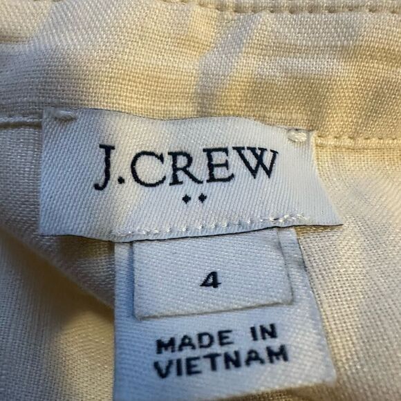 J. Crew Dress 4 Sleeveless Cream Button-Down Linen Blend Fit & Flare Lined - Picture 4 of 6